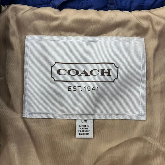 Coach Jacket Womens Large Quilted Light Weight Blue Snap Button Collared - Picture 6 of 10